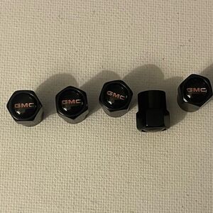 GMC Logo valve Stem caps in Black set of 5 NWT